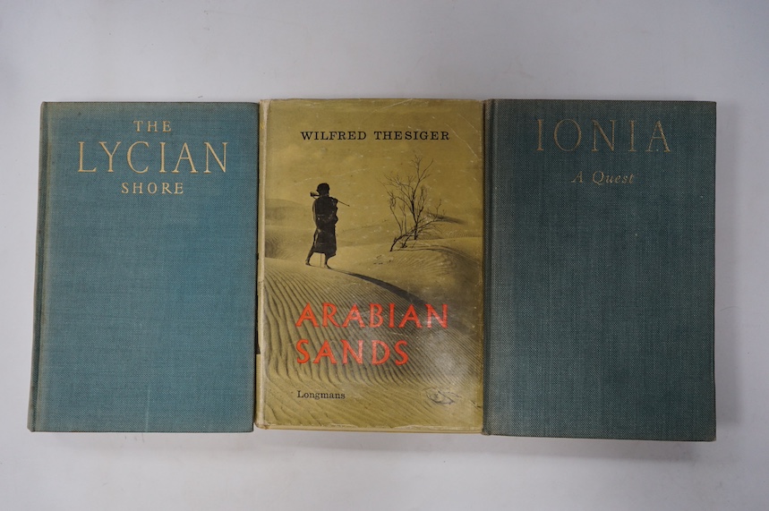 Stark, Freya - The Lycian Shore. First Edition. folded map and num. photo. plates; publisher's cloth - 1956; Thesiger, Wilfred - Arabian Sands. First Edition. folded map in end flap, num. photo. plates; publisher's cloth